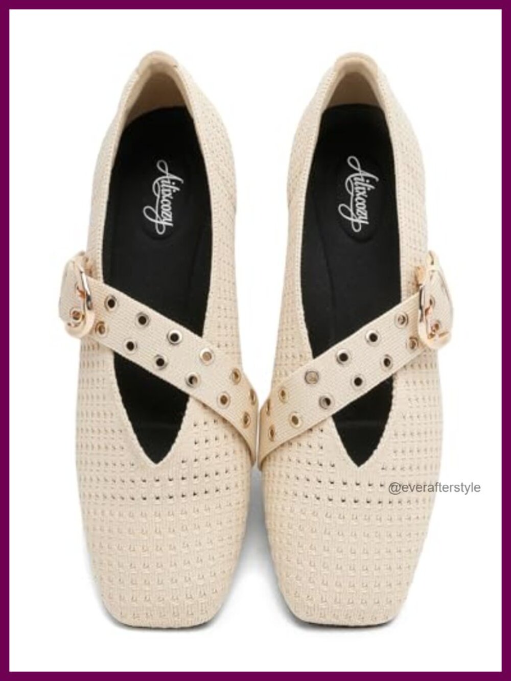 Mesh Flats Max Buckle Square Toe Mary Jane Breathable Washable Knit Ballet